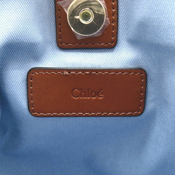 Chloe Shoulder Bag Denim Blue Ivory White Strap Brown - Picture 8 of 9